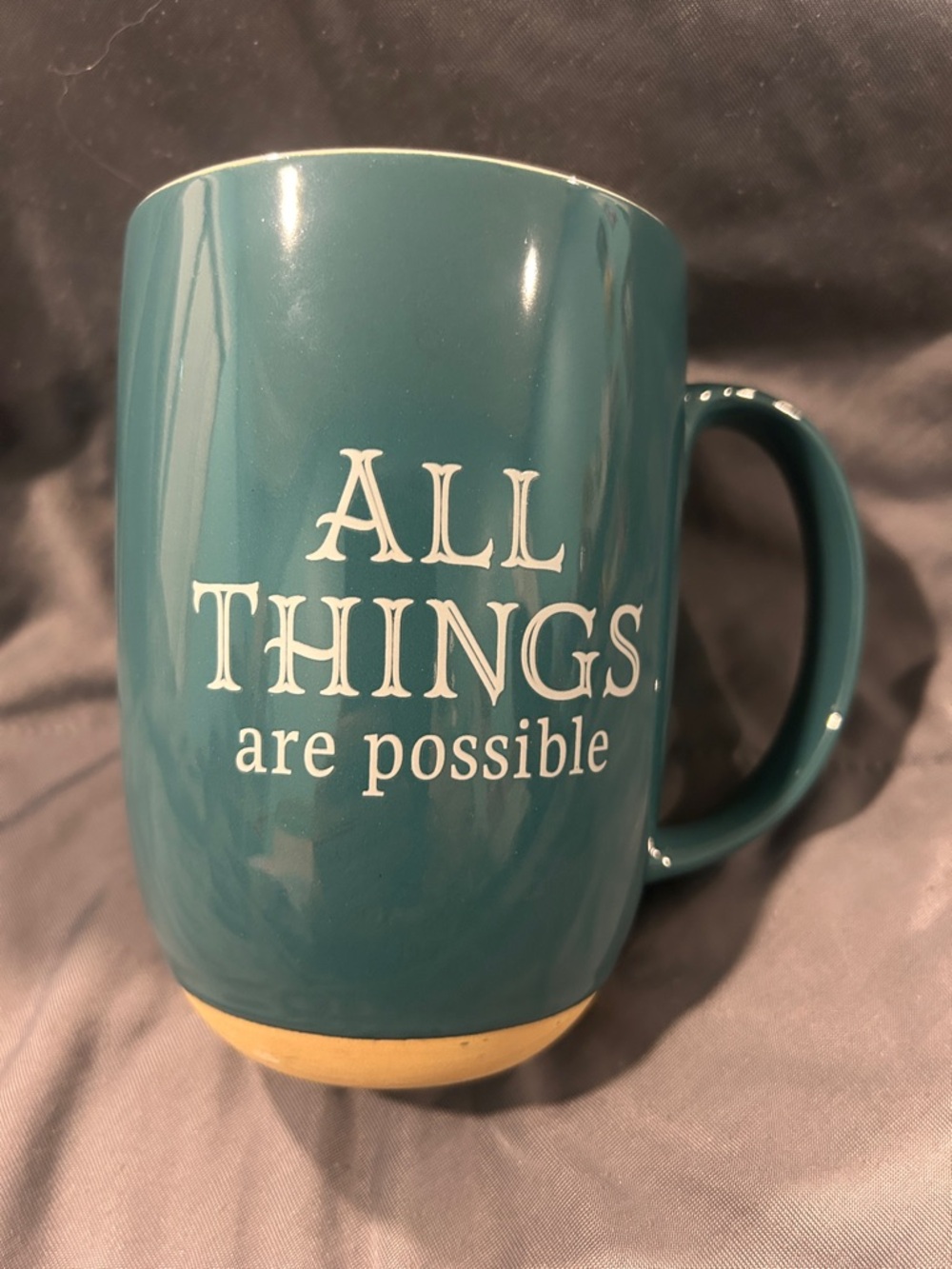 All Things Are Possible Teal Ceramic Mug
